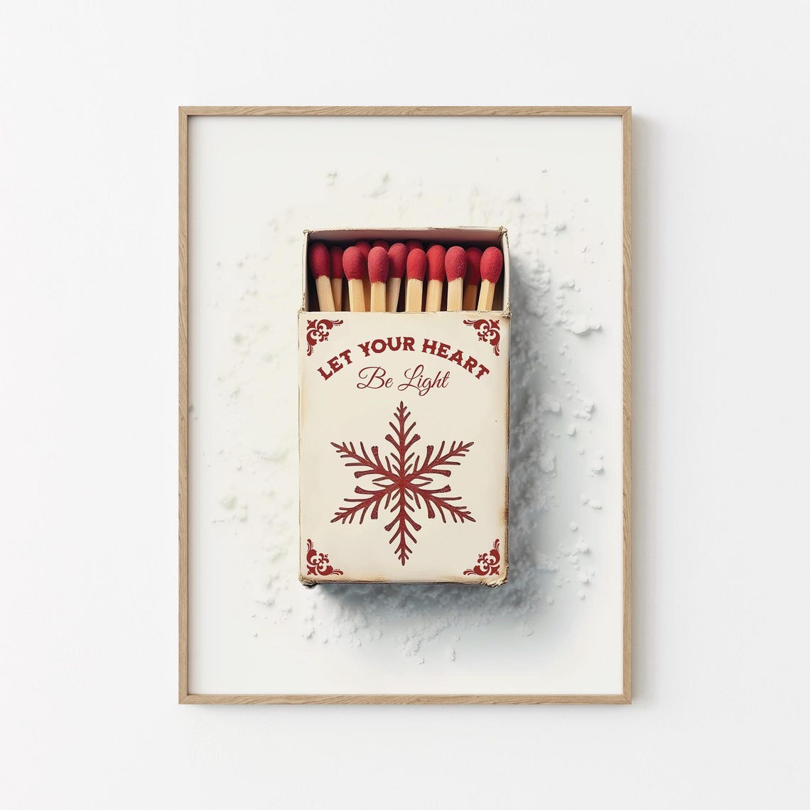Let Your Heart Be Light Snowflake Matchbox Vintage Christmas Poster
