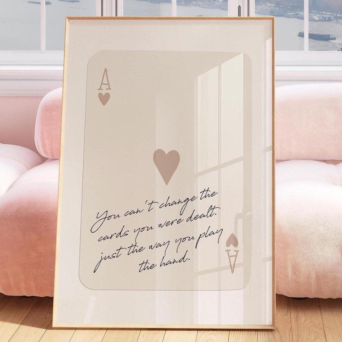Ace Of Hearts Retro Beige Playing Card Art Print