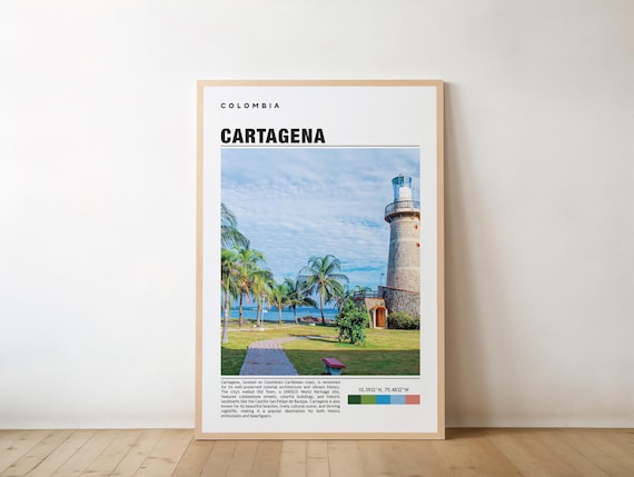 Cartagena Colombia Lighthouse Palm Beach Travel Photo Poster