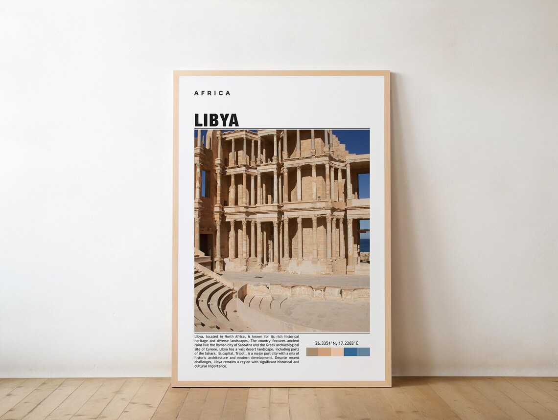 Libya Ancient Roman Theater Ruins Travel Poster North Africa Edition