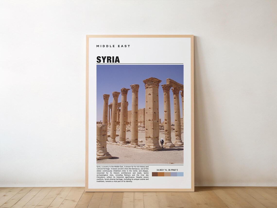 Syria Palmyra Ancient Columns Desert Ruins Travel Photography Poster