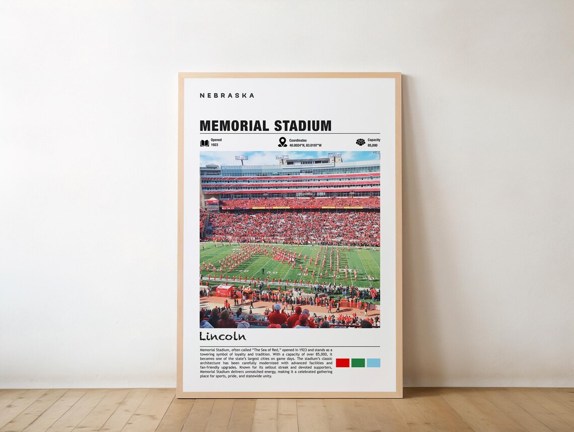 Memorial Stadium Lincoln Nebraska Sea of Red Football Sports Poster
