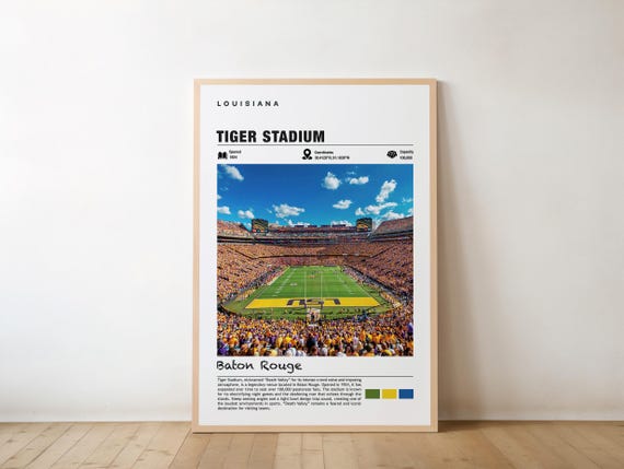 Tiger Stadium Print Louisiana Poster Baton Rouge Views Art Urban Charm Football Arena Sports Venue
