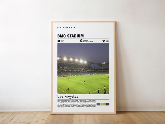 BMO Stadium Los Angeles Soccer Venue Poster With Night Match Under Lights