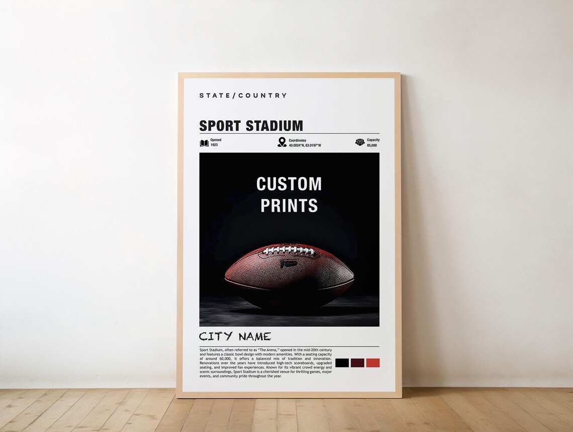 Custom Stadium Sports Gift, Arena Poster Print