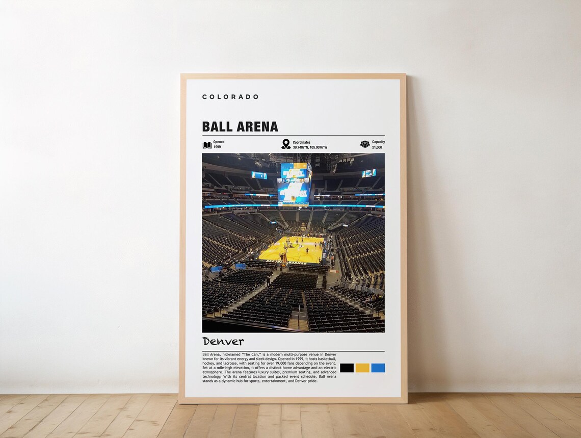 Ball Arena Print Colorado Poster Denver Views Art Mile High Charm Beauty Sports Venue Urban Scene