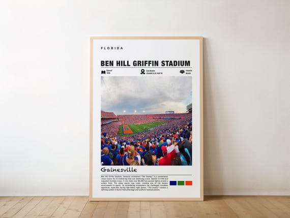 Hill Griffin Stadium Print Florida Poster Gainesville Views Art Urban Charm Football Arena Sports Venue