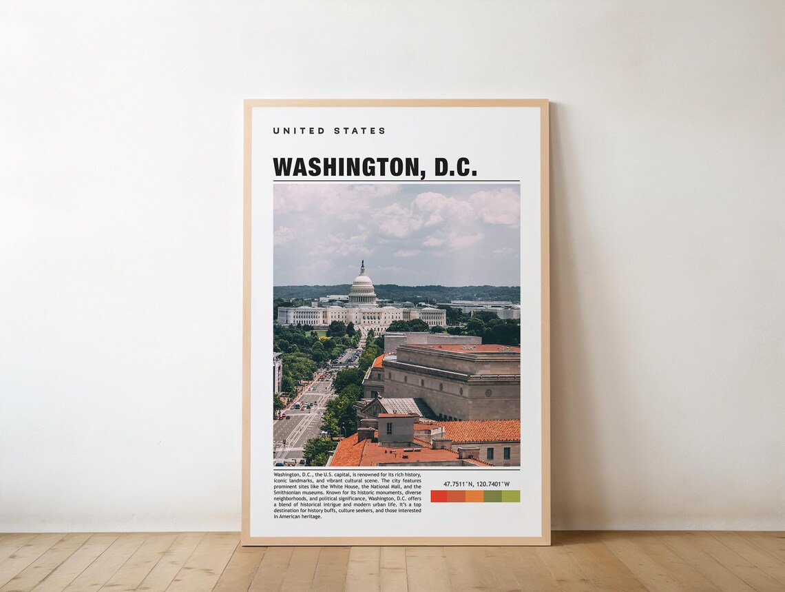 Washington DC Capitol Cityscape Photo Minimalist Travel Print