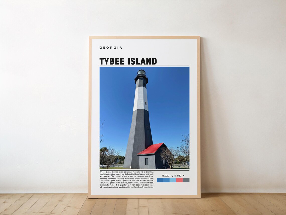 Tybee Island Georgia Lighthouse Coastal Photography Travel Poster