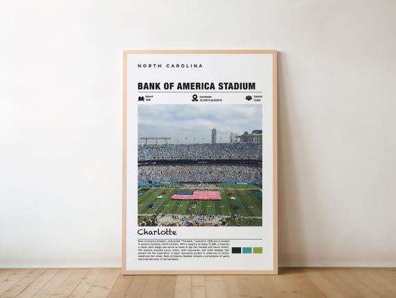 Bank Of America Stadium Print North Carolina Postercharlotte Views Art Urban Charm Football Arena Sports Artcharlotte Poster