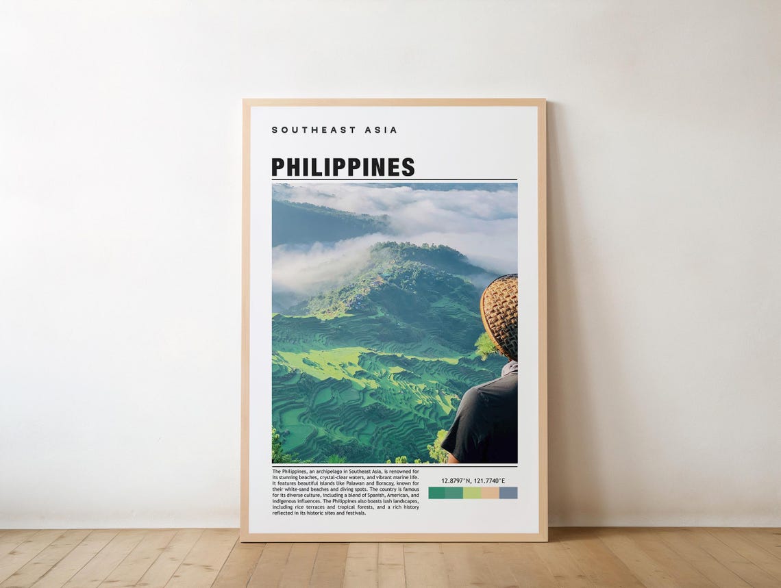 Philippines Misty Rice Terraces Viewpoint Travel Photography Poster