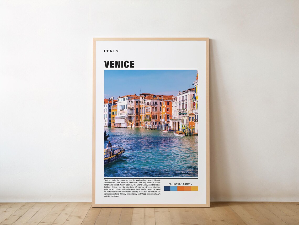 Venice Italy Canal Waterfront Photo Travel Poster Colorful City
