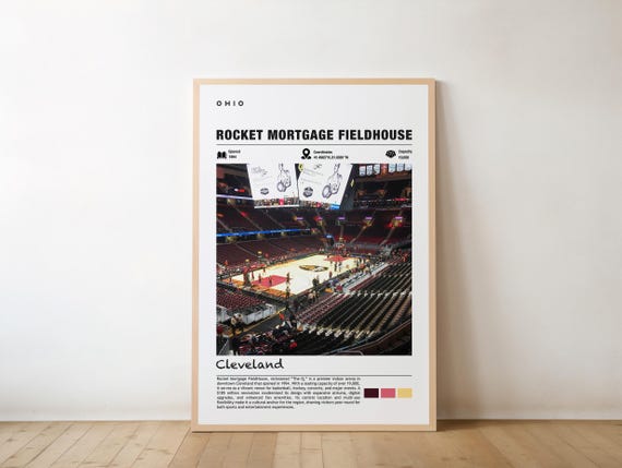 Rocket Mortgage Fieldhouse Print Ohio Poster Cleveland Views Arena Art Urban Charm Basketball Sports Venue City Landmark