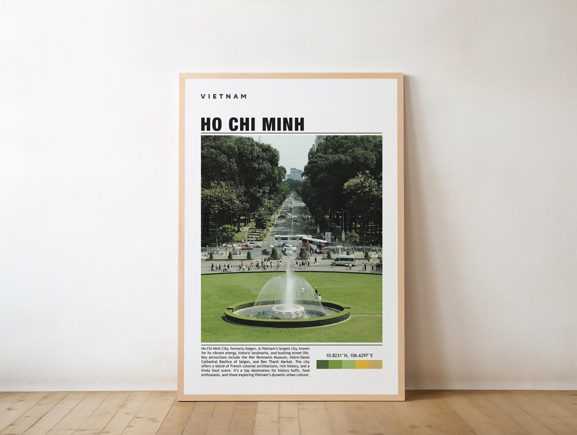 Ho Chi Minh City Vietnam Park Photo Travel Poster Fountain View