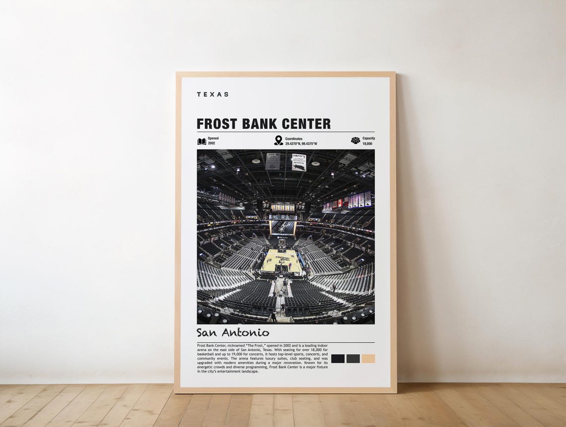 Frost Bank Center Print Texas Poster San Antonio Views Arena Art Urban Charm Basketball Sports Venue City Landmarksan
