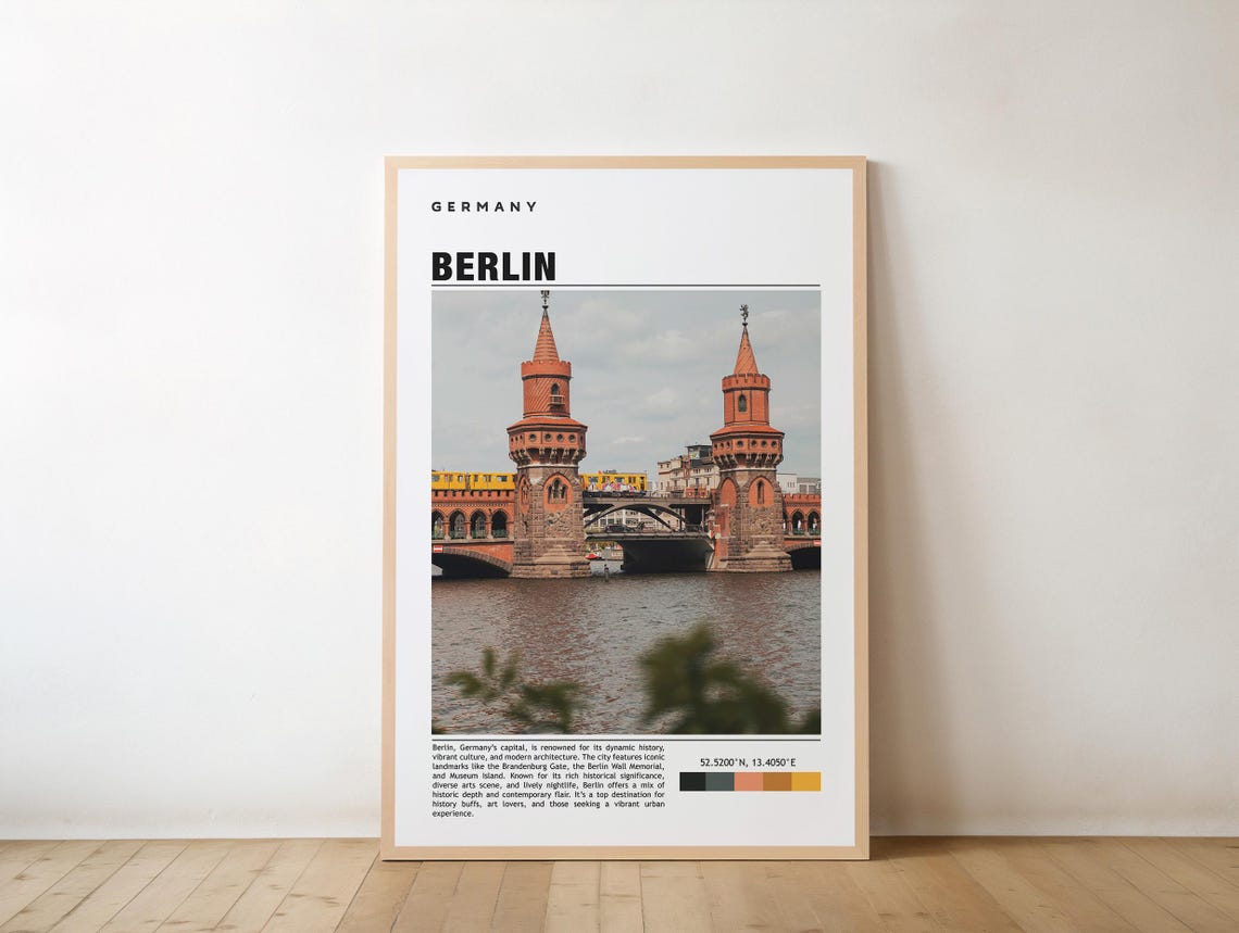 Berlin Germany Oberbaum Bridge Spree River Photo Travel Poster