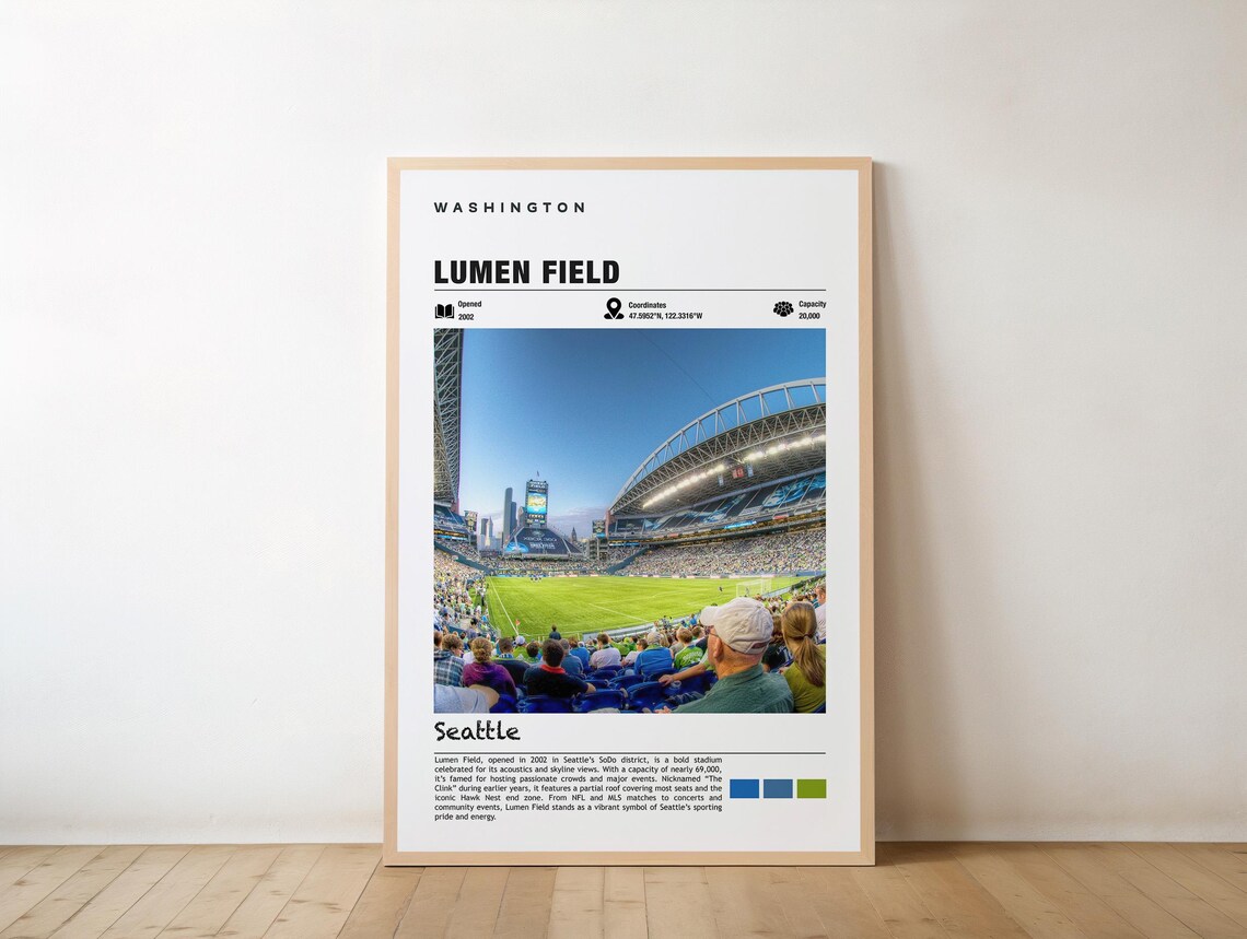 Lumen Field Seattle Seahawks Home Stadium Game Day Sports Poster