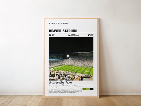 Beaver Stadium Print Pennsylvania Poster State College Views Art Urban Charm Football Arena Sports Venuestate