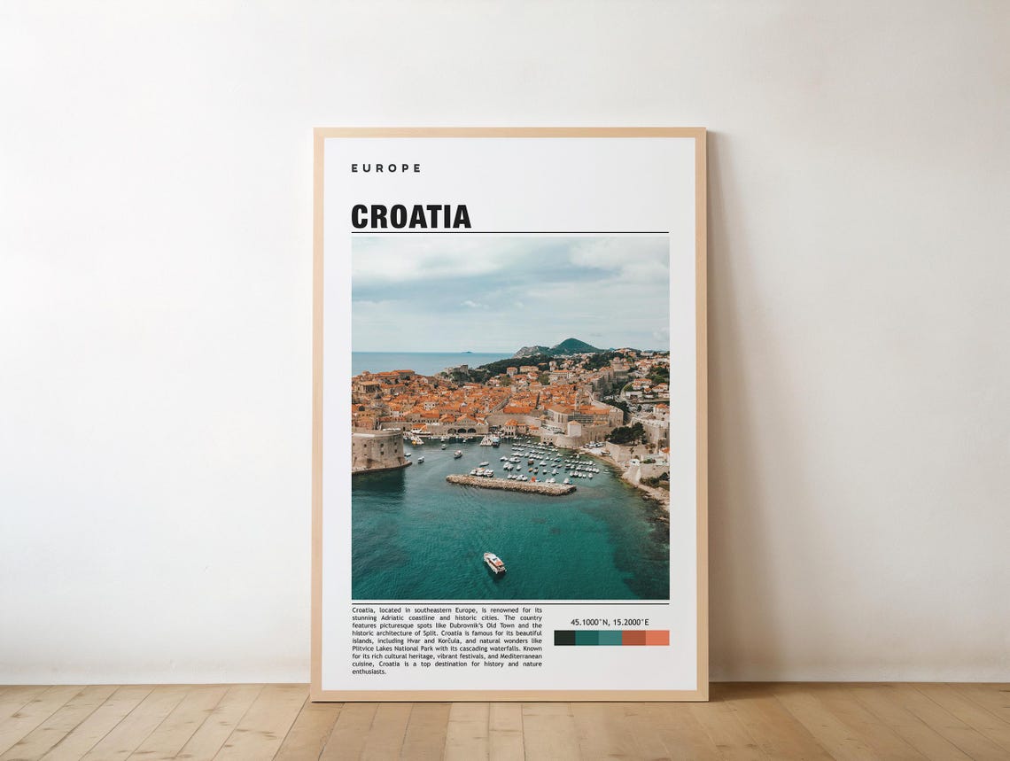 Croatia Dubrovnik Old Town Harbor Adriatic Sea Travel Poster