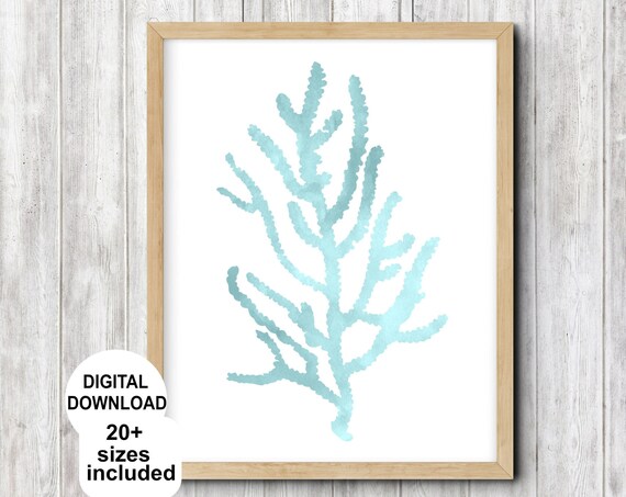 Sea Coral Print Beach House Decor Hamptons Style Sea Coral Bathroom Wall Art Coastal Poster Coastal Print For Baby Room