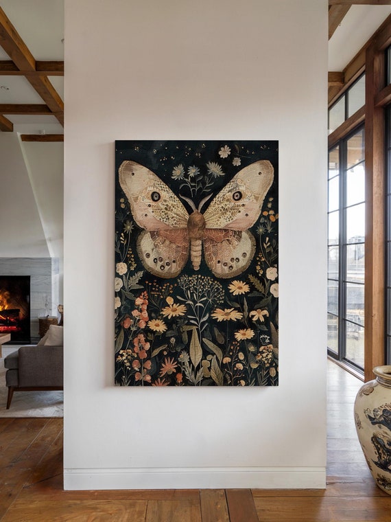 Moth Floral Art Print, William Morris Inspired