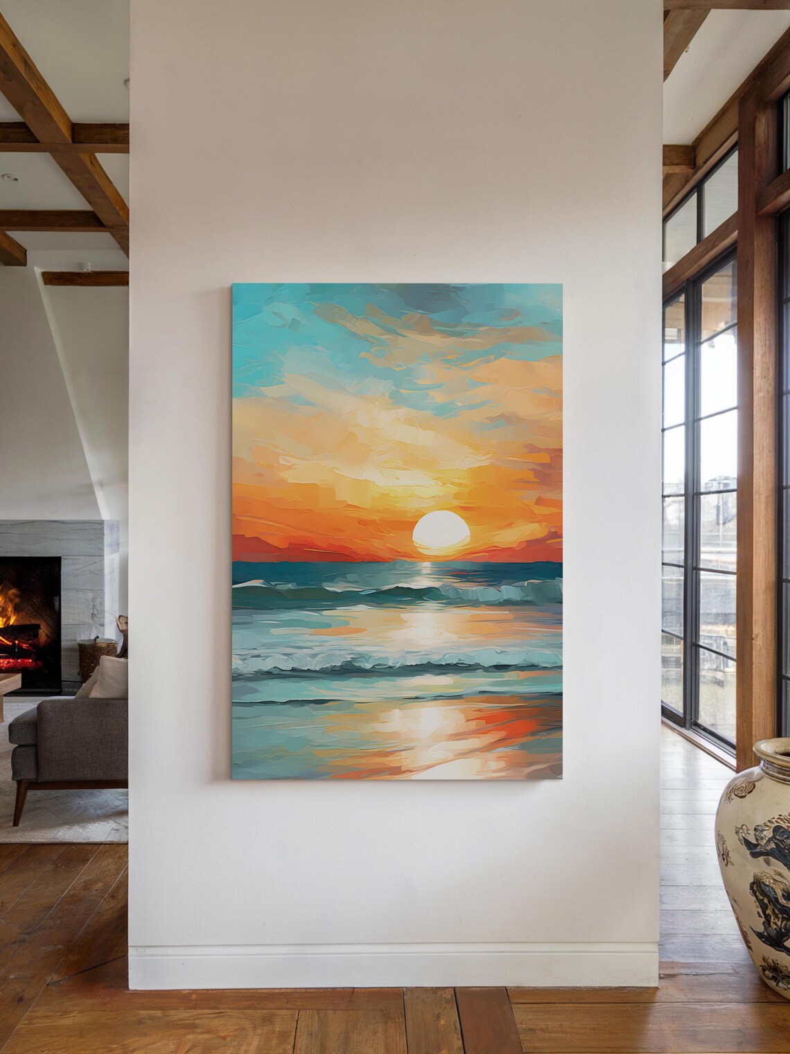 Ocean Sunset Seascape Art Print, Coastal Decor