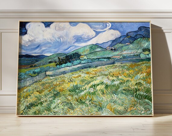 Van Gogh Enclosed Wheat Field Saint Remy Green Swirling Grass Print