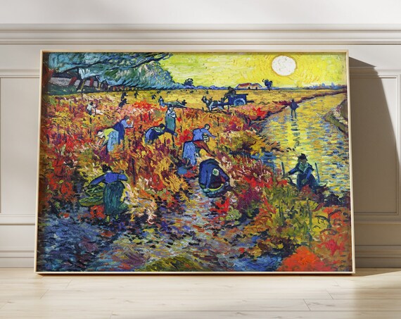 Van Gogh The Red Vineyard Harvest Sunset Purple Field Workers Print