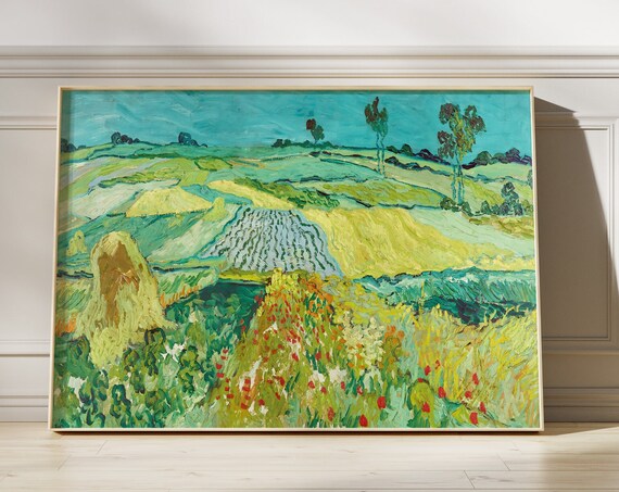 Van Gogh Green Wheat Field Landscape Auvers Thick Brushstroke Art