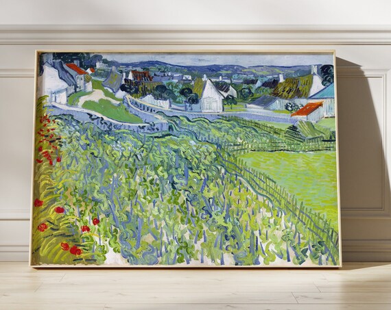 Van Gogh Vineyard View Of Auvers Green Village Countryside Print