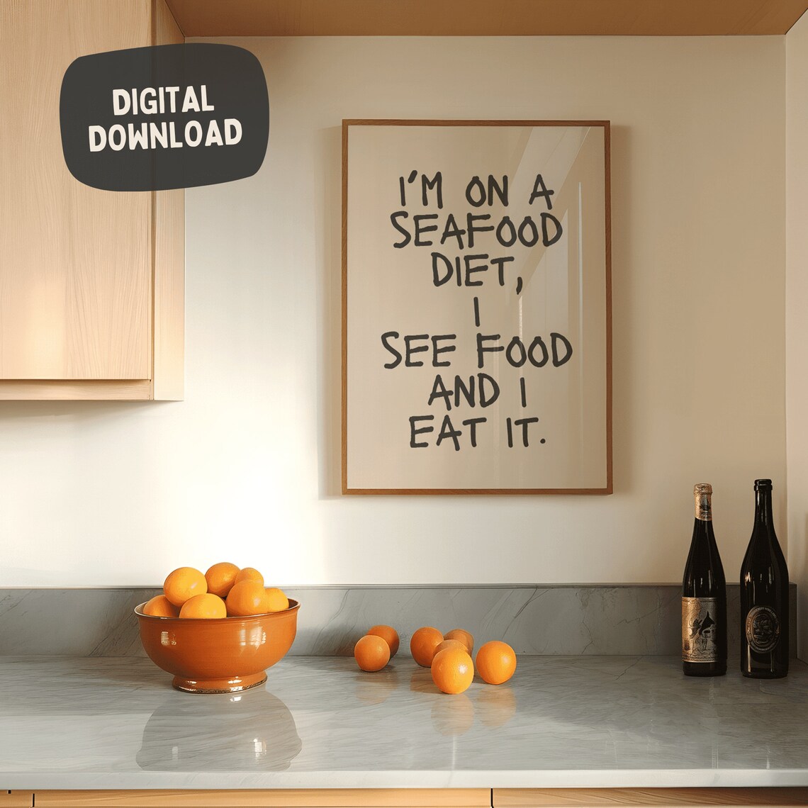 I'm On A Seafood Diet I See Food And I Eat It Funny Kitchen Poster