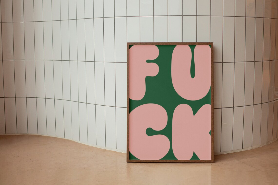 Funny Print Fuck Large Retro Wall Art - Image 3