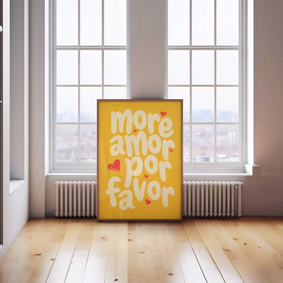 More Amor Por Favor Yellow Maximalist Quote Poster With Cream Lettering Art - Image 2