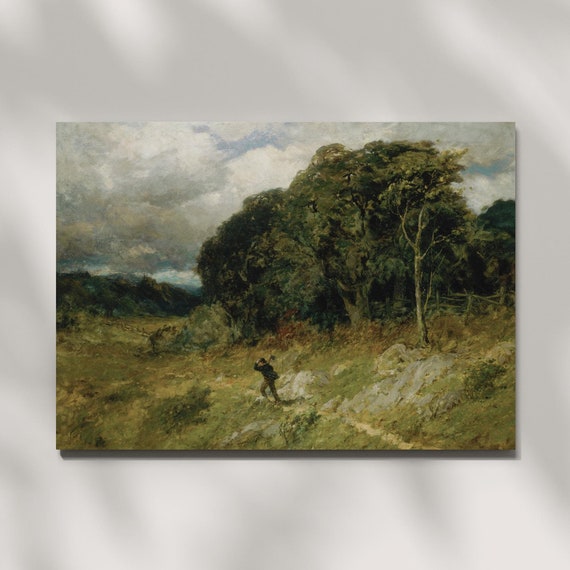 Print And Ship Vintage Landscape Painting Antique Nature Print Mailed Art Farmhouse Decor Rustic Moody Print Vintage Home Decor