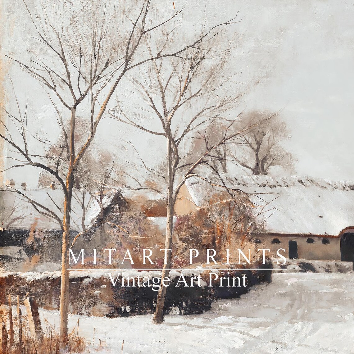 Set of Three Vintage Winter Landscape Prints Gallery Wall Art - Image 2