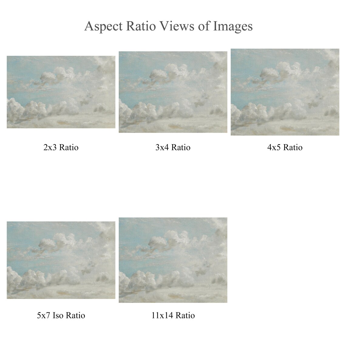 Vintage Cloud Painting Neutral Sky Art Print - Image 2