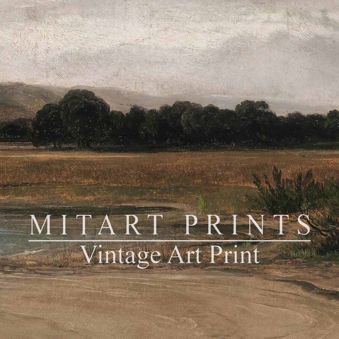 Countryside Painting Vintage Muted Landscape Art Print - Image 4