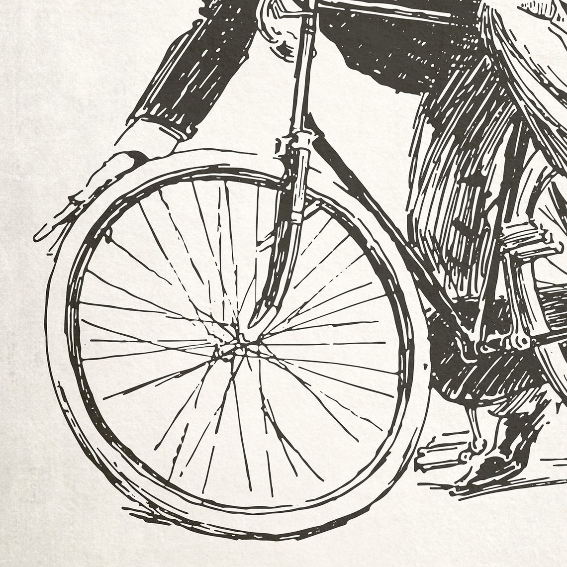 Vintage Bicycle Illustration Man Mounting Old Style Bike Poster - Image 2