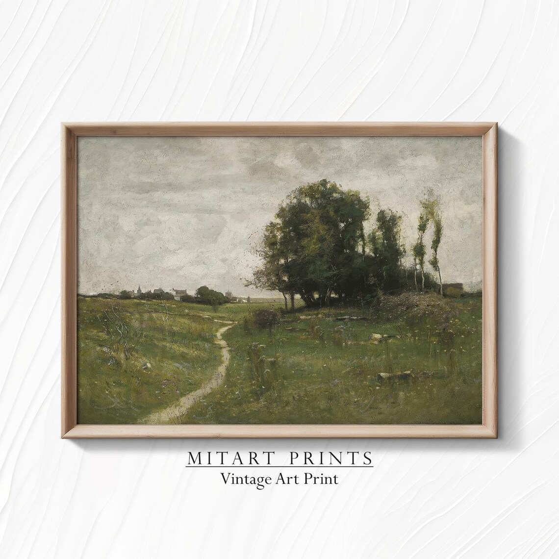 Countryside Landscape Vintage Green Field Art Print