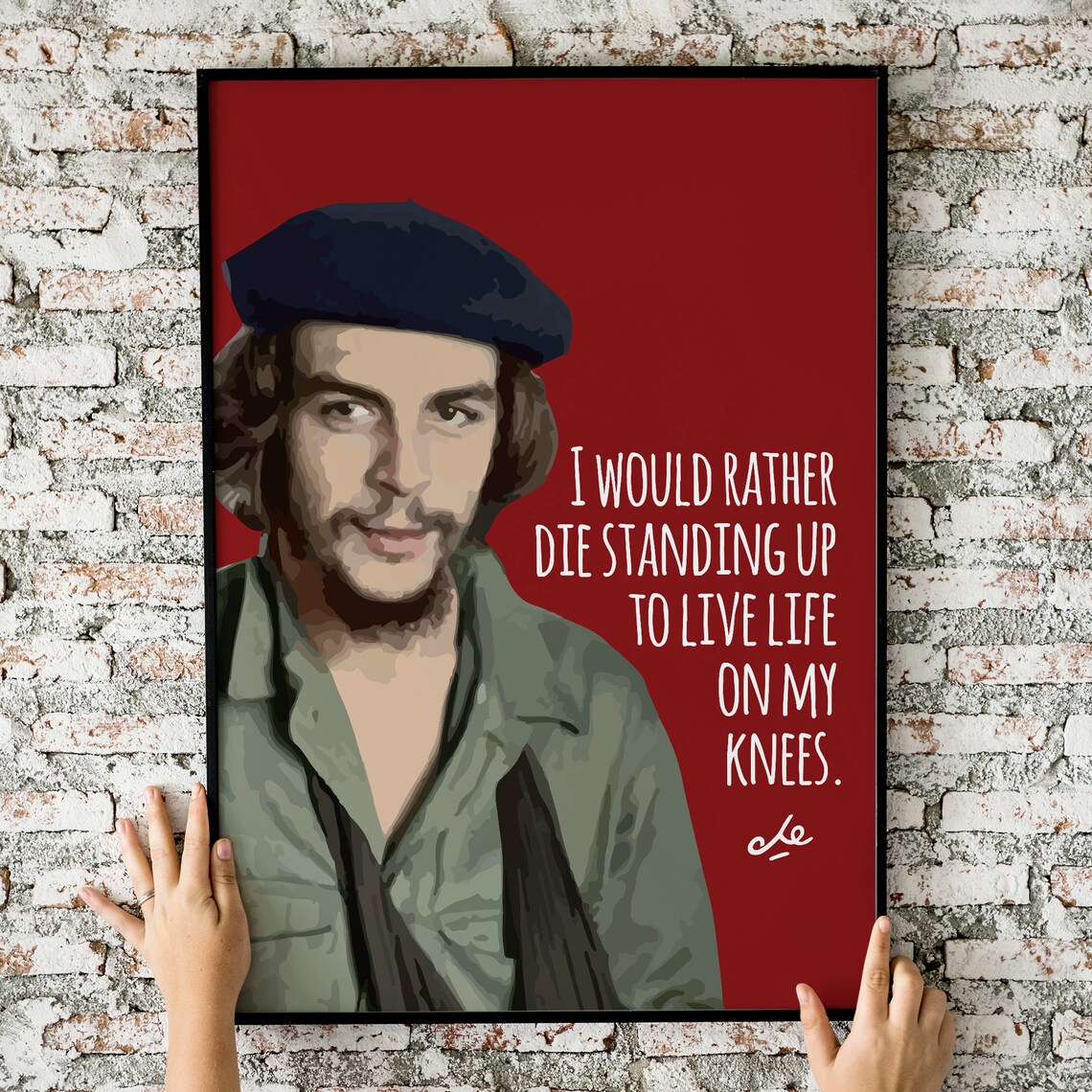 Che Guevara Die Standing Up Quote Portrait Red Beret Revolutionary Poster - Image 2