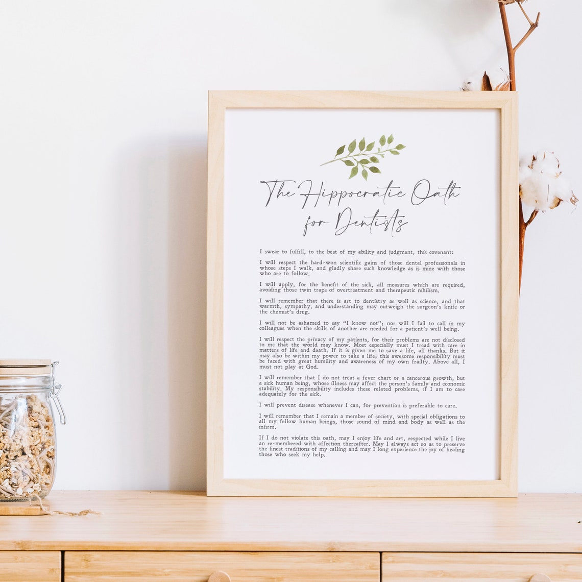 The Hippocratic Oath For Dentists Gift Minimalist Dental Wall Poster - Image 2