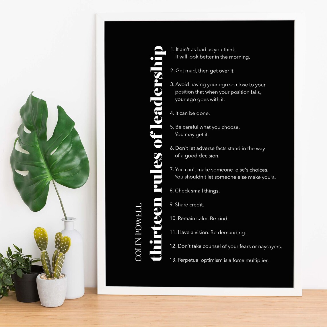 Colin Powell Thirteen Rules of Leadership Art Print