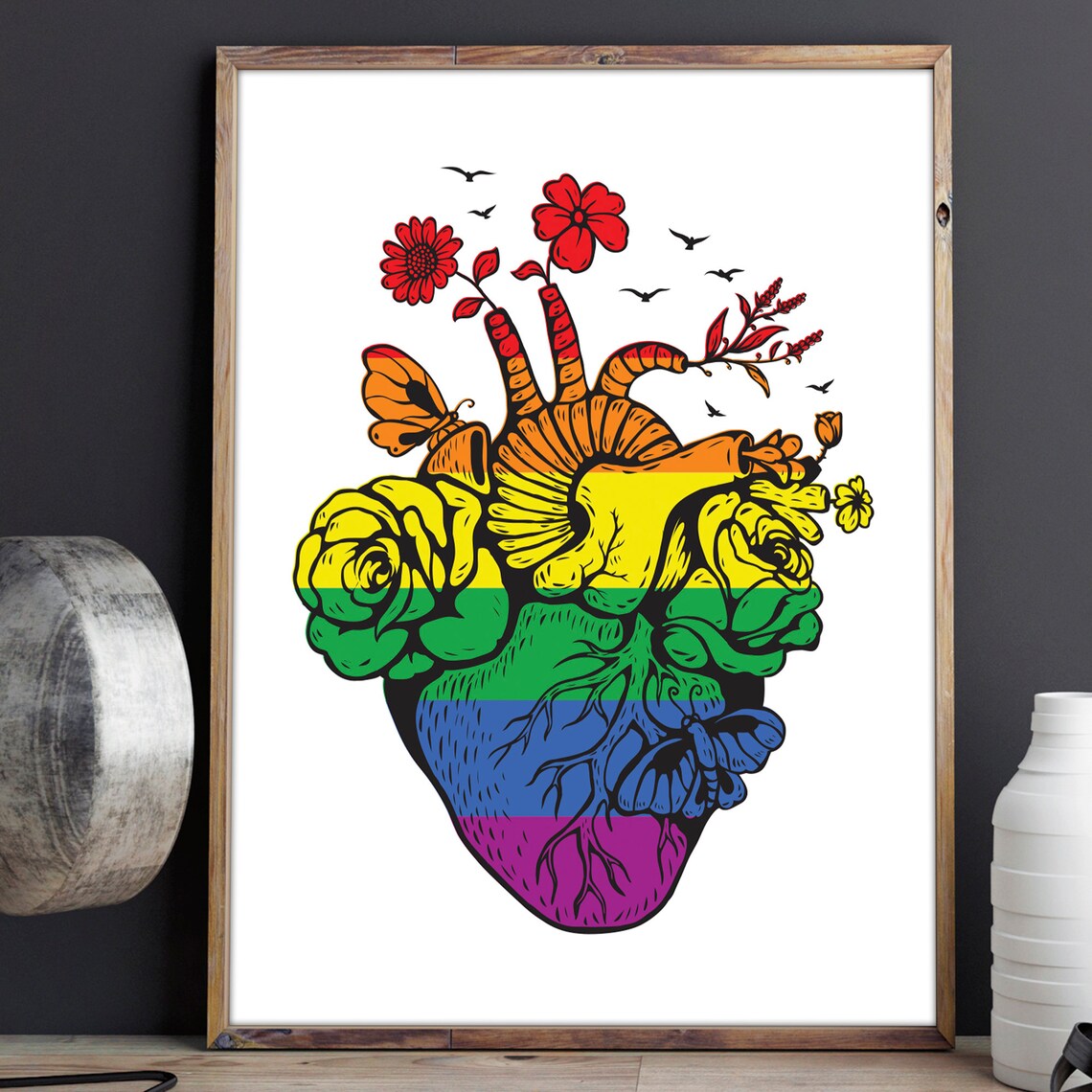 Gay Pride Heart Rainbow Flag, LGBTQ Art Print - Image 2