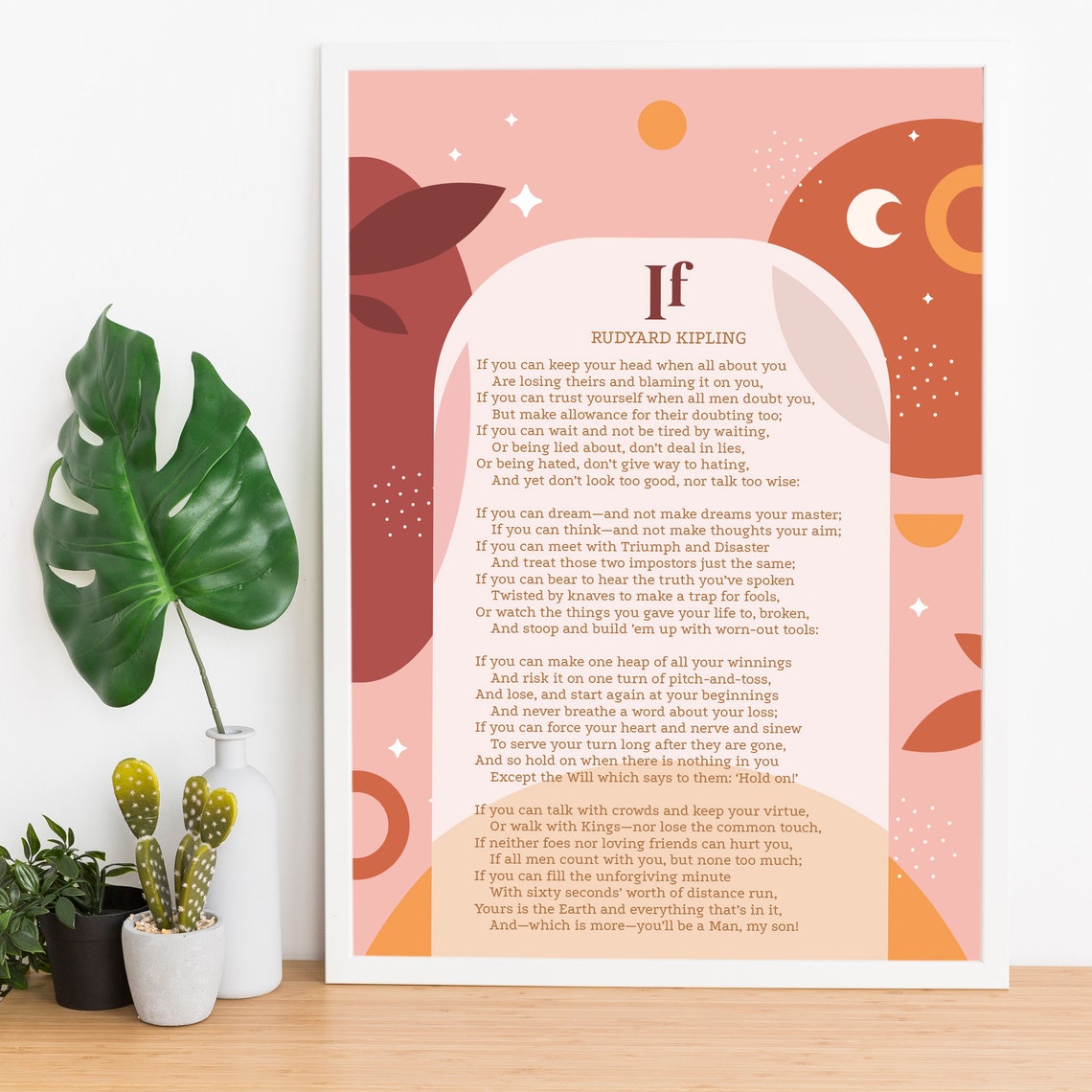 Rudyard Kipling If Poem Boho Arch Illustration Minimalist Quote Poster