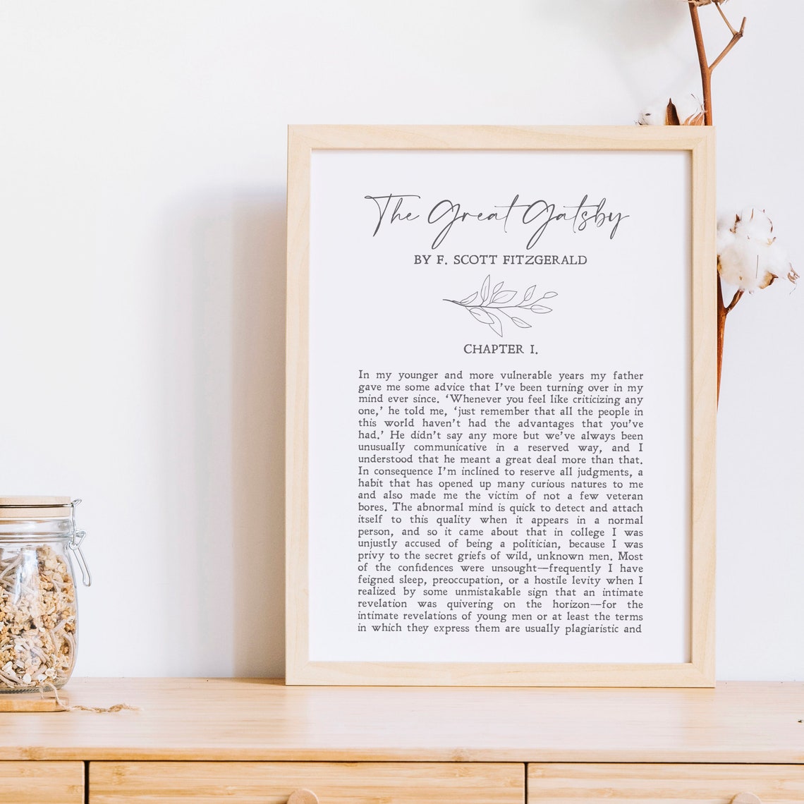 The Great Gatsby Chapter I Literary Excerpt Minimalist Branch Poster - Image 2