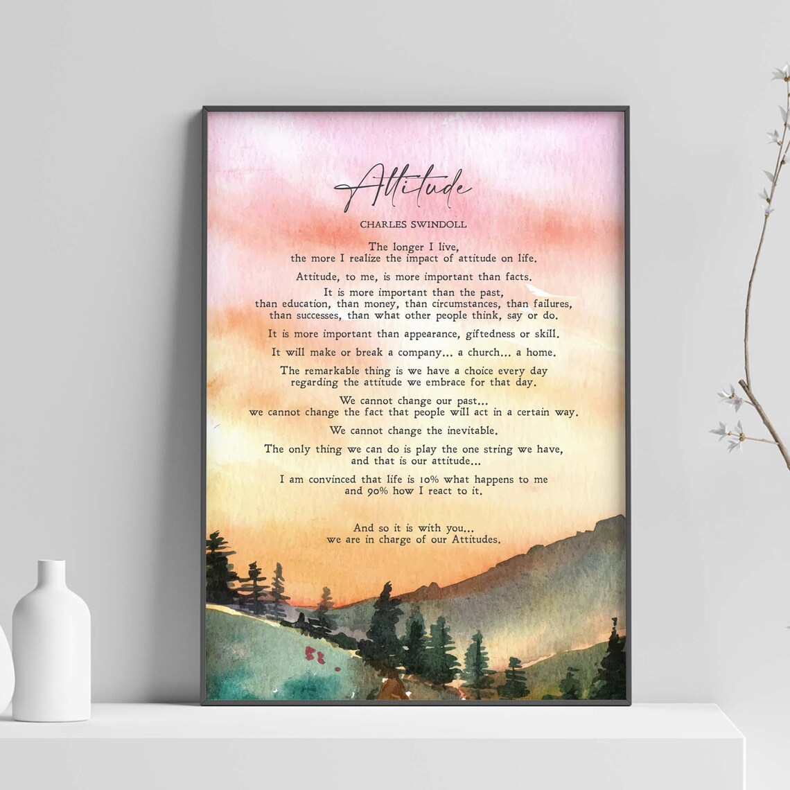 Charles Swindoll Attitude Advice, Motivational Art Print - Image 2