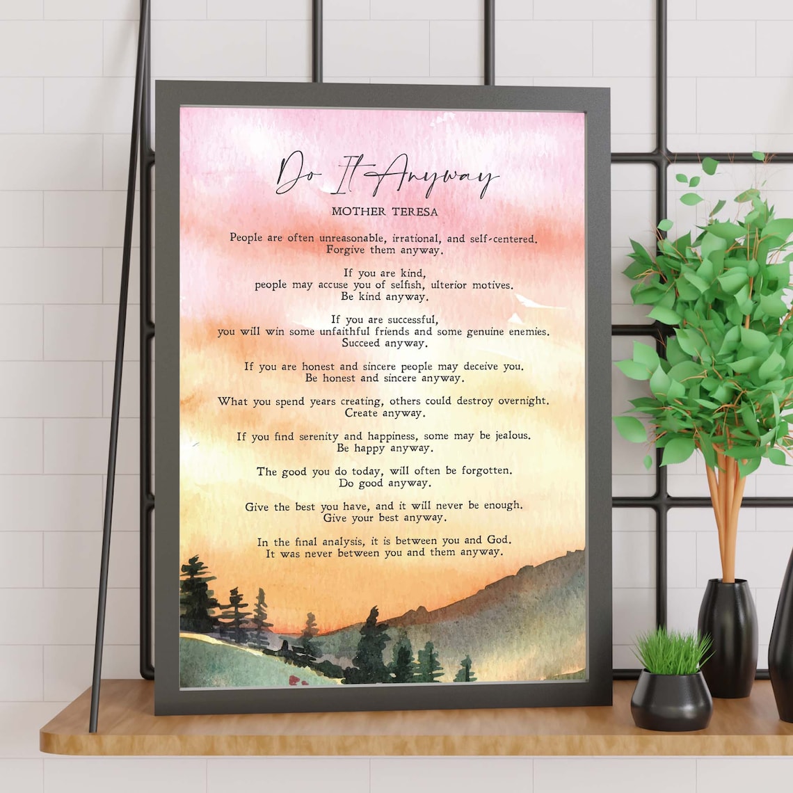 Mother Teresa Do It Anyway Minimalist Quote Art Print - Image 3
