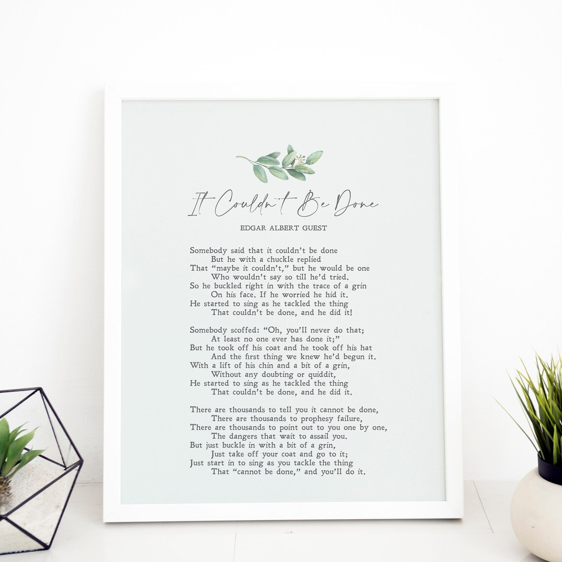 It Couldn't Be Done Edgar Albert Guest Poem Minimalist Olive Branch Print - Image 3