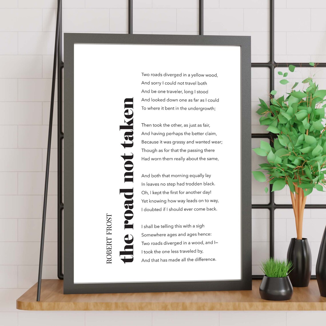 The Road Not Taken, Minimalist Poem Art Print - Image 2