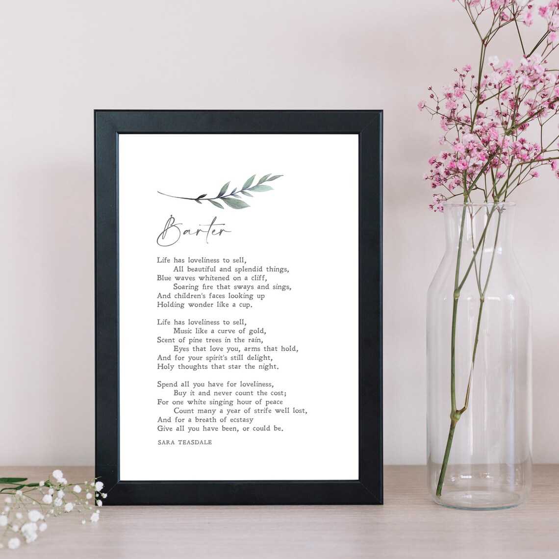 Barter by Sara Teasdale, Minimalist Quote Art Print